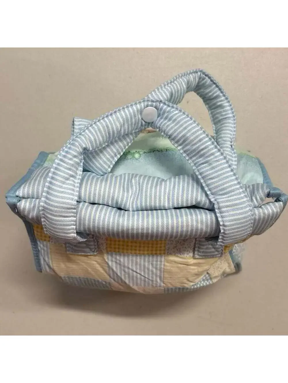 NWT 80s 90s Vintage Carter’s Baby Diaper Bag Light Green Gingham Rabbit Bear